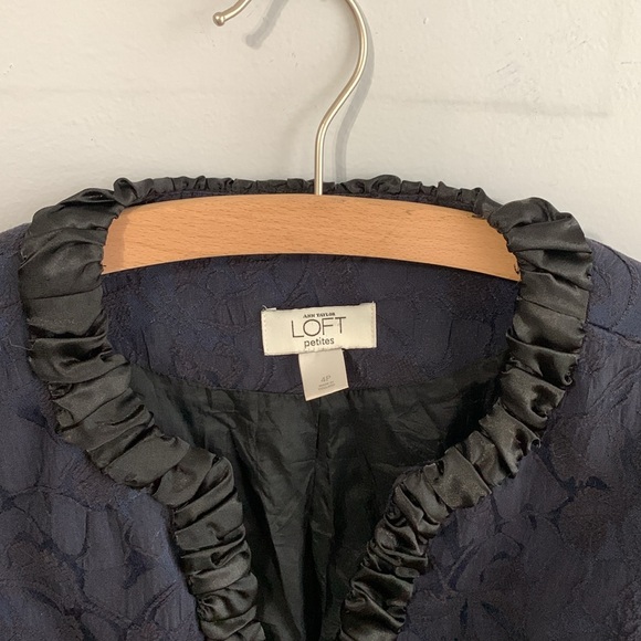 LOFT Navy Ruffled Jacket - Picture 3 of 4